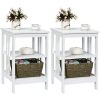 2 Pieces 3-Tier Nightstand with Reinforced Bars and Stable Structure