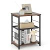 3-Tier Industrial Side Table with Adjustable Mesh Shelf