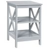 3-Tier Nightstand End Table with X Design Storage