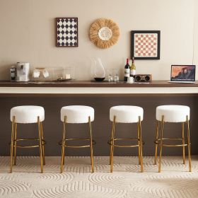 30" Tall, Round High Bar Stools, Set of 2 - Contemporary upholstered dining stools for kitchens