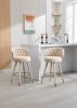 COOLMORE Counter Height Bar Stools Set of 2 for Kitchen Counter Solid Wood Legs with a fixed height of 360 degrees