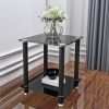 2-Piece Black Side Table , 2-Tier Space End Table ,Modern Night Stand, Sofa table, Side Table with Storage Shelve