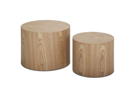 MDF side table/coffee table/end table/nesting table set of 2 with oak veneer for living room,office,bedroom