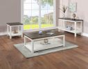 3pc Farmhouse Style Coffee Table Sofa Table End Table with Open Shelf Brown White Finish Living Room Wooden Contemporary Furniture