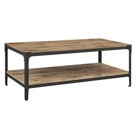 Modern Industrial Metal and Wood Coffee Table with Lower Shelf - Barnwood