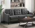 Gray Polished Microfiber Upholstered 1pc Sofa Button Tufted Contoured Arms Solid Wood Frame Couch Casual Living Room Furniture