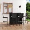 5 Piece Patio Bar Set with Cushions Black