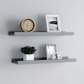 Picture Frame Ledge Shelves 2 pcs Gray 23.6"x3.5"x1.2" MDF