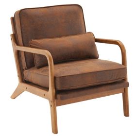 Oak Armrest Oak Upholstered Single Lounge Chair Indoor Lounge Chair Orange