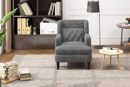 Upholstered Accent Chair Tufted Armchair for Living Room and Bedroom, Dark Grey