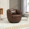 Upholstered Swivel Barrel Armchair with Storage Modern Living Room Side Chair for Bedroom/Office/Reading Spaces - PU Dark Brown