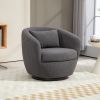 Upholstered Swivel Barrel Armchair with Storage Modern Living Room Side Chair for Bedroom/Office/Reading Spaces - Teddy Fabric Grey