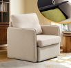 Swivel Accent Chair, Comfy single Sofa chair with storage, Modern arm chair for Living Room, Fabric Swivel Armchair with Metal Base (Beige)