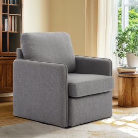 Swivel Accent Chair, Comfy single Sofa chair with storage, Modern arm chair for Living Room, Fabric Swivel Armchair with Metal Base (Gary)