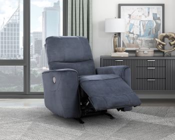 Modern Living Room 1pc Power Rocker Reclining Chair Dark Gray Velvet Upholstery Solid Wood Frame Luxury Home Furniture