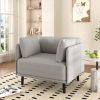 39" Vintage Grey Lounge Chair with Polyester Upholstery, Solid Wood Frame and Steel Legs, Comfortable Accent Seating for Living Room, Bedroom