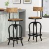 Adjustable Height Swivel Barstools WITH FIR WOOD (Set of 2)