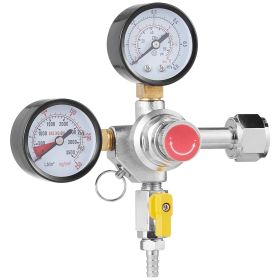 VEVOR Double Gauge Regulator, CO2 Regulator Gauge with 0-60PSI, Heavy Duty CO2 Gauge Gas System, Draft Beer Regulator with Check Valve