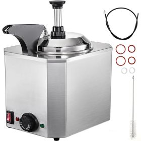 VEVOR Cheese Dispenser with Pump, 2.6 Qt Capacity Cheese Warmer, Stainless Steel Hot Fudge Warmer with Pump 650W Cheese Dispenser