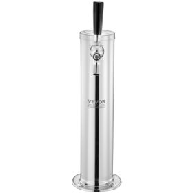 VEVOR Single Faucet Draft Beer Tower Dispenser, Stainless Steel Keg Beer Tower