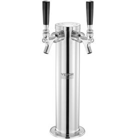 VEVOR Dual Taps Draft Beer Tower Dispenser, Stainless Steel Keg Beer Tower