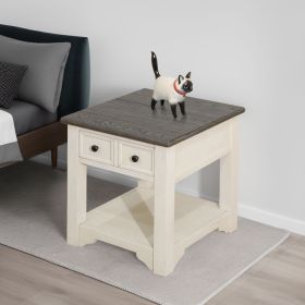 Dark Grey MDF Top and White Oak Drawer Living Room End Table