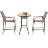 3 Pieces Outdoor Patio Bar Table Stool Set