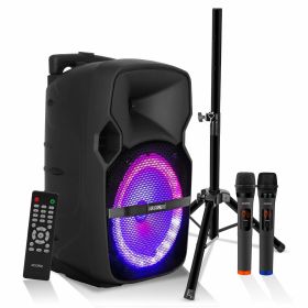 5 CORE 10 Inch TWS PAIR Bluetooth Party Speakers 400 Watt Portable Karaoke PA System Rechargeable Loud Speaker + Tripod Stand 2x Wireless Mics LED Lig