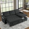 MH 78.5" Sleeper Sofa Bed Reversible Sectional Couch with Storage Chaise and Side storage bag for Small Space Living Room Furniture Set