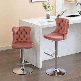 Swivel Velvet Barstools Adjusatble Seat Height from 25-33 Inch