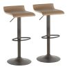 Ale Industrial Barstool in Antique Metal and Camel Faux Leather by LumiSource - Set of 2