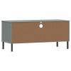 TV Stand with Metal Legs Gray Solid Wood Pine OSLO