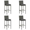 5 Piece Patio Bar Set with Cushions Gray