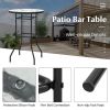 38 Inch Patio Bar Table with Tempered Glass Tabletop