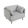 39" Vintage Grey Lounge Chair with Polyester Upholstery, Solid Wood Frame and Steel Legs, Comfortable Accent Seating for Living Room, Bedroom