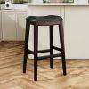 30" Bar Stool, Espresso Finish, Black Leather Seat