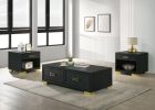 1pc Contemporary Square End Table Storage Drawer Open Shelf Black Gold Finish Metal Pull Knob Living Room Bedroom Wooden Modern Furniture