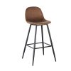 Bar Stools Set of 2, 30 Inches Velvet Barstool Modern Counter Bar Height Chair with Back, Sturdy Metal Legs & Footrests, Easy Assembly