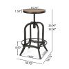 Industrial Firwood Adjustable Height Swivel Barstools (Set of 2)