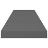 Floating Wall Shelf High Gloss Gray 31.5"x9.3"x1.5" MDF