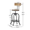 Adjustable Height Swivel Barstools WITH FIR WOOD (Set of 2)