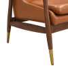 29.2'' Mid-Century Faux Leather Accent Chair with Cushioned Seat, Solid Wood Frame, and Brass-Tipped Legs ‚Äì Perfect for Living Room, Bedroom