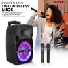 5 Core Party Speaker Portable PA System 2 Wireless Microphone Bluetooth Loud Big Subwoofer Powered Active DJ Karaoke Machine for Studio Indoor Outdoor