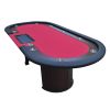 INO Design 96" 9 Players Oval Red Waterproof Surface Red Racetrack Casino Game Texas Hold'em Poker Table with Tray & Dropbox