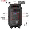 5 Core Party Speaker Portable PA System 2 Wireless Microphone Bluetooth Loud Big Subwoofer Powered Active DJ Karaoke Machine for Studio Indoor Outdoor