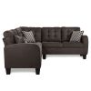 Dark Brown Reversible 4-Piece Sectional Sofa Tufted Detail Textured Fabric Upholstered Solid Wood Contemporary Living Room Furniture L-Shape Sofa Couc