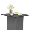 5 Pieces Outdoor Wicker Bar Table Set with Hidden Storage Shelves-White