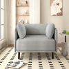 39" Vintage Grey Lounge Chair with Polyester Upholstery, Solid Wood Frame and Steel Legs, Comfortable Accent Seating for Living Room, Bedroom