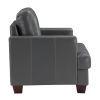 Living Room Gray Modern Comfort Chair 1pc Premium Faux Leather Upholstery Tufted Detail Solid Wood Frame Furniture