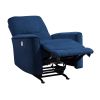 Modern Living Room 1pc Power Rocker Reclining Chair Blue Velvet Upholstery Solid Wood Frame Luxury Home Furniture